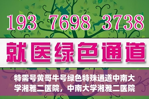 特需号黄哥牛号绿色特殊通道中南大学湘雅二医院，中南大学湘雅二医院特需绿色特殊通道，黄哥牛号引领医疗新风尚