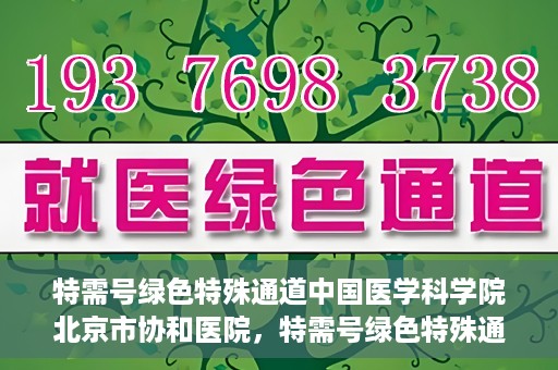 特需号绿色特殊通道中国医学科学院北京市协和医院，特需号绿色特殊通道，中国医学科学院北京市协和医院就医体验优化之路