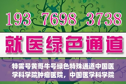 特需号黄哥牛号绿色特殊通道中国医学科学院肿瘤医院，中国医学科学院肿瘤医院特需号黄哥牛号绿色特殊通道揭秘