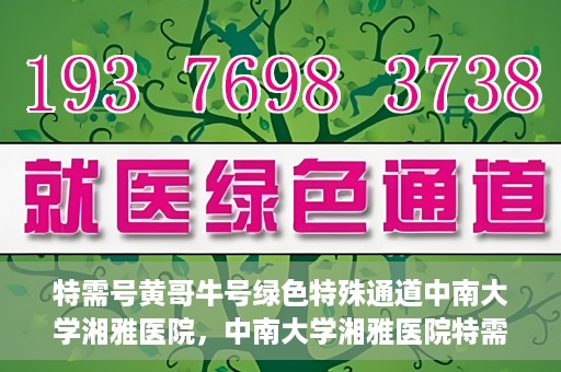 特需号黄哥牛号绿色特殊通道中南大学湘雅医院，中南大学湘雅医院特需绿色特殊通道，黄哥牛号引领医疗新风尚