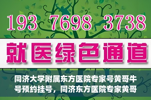 同济大学附属东方医院专家号黄哥牛号预约挂号，同济东方医院专家黄哥牛号预约挂号攻略