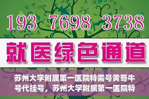 苏州大学附属第一医院特需号黄哥牛号代挂号，苏州大学附属第一医院特需号黄哥牛号代挂号攻略揭秘