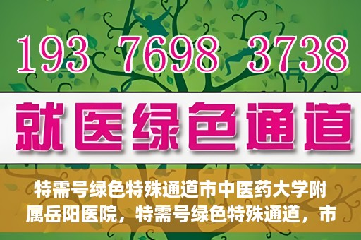 特需号绿色特殊通道市中医药大学附属岳阳医院，特需号绿色特殊通道，市中医药大学附属岳阳医院的医疗特色与优势