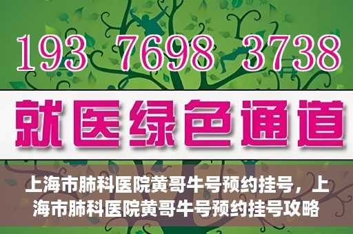 上海市肺科医院黄哥牛号预约挂号，上海市肺科医院黄哥牛号预约挂号攻略，轻松掌握挂号秘籍