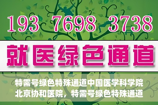 特需号绿色特殊通道中国医学科学院北京协和医院，特需号绿色特殊通道，中国医学科学院北京协和医院就医体验优化之路