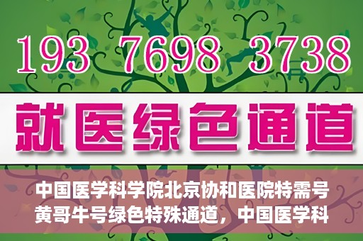中国医学科学院北京协和医院特需号黄哥牛号绿色特殊通道，中国医学科学院北京协和医院特需号黄哥牛号绿色通道，尊贵体验与医疗优势