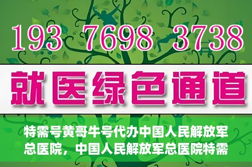 特需号黄哥牛号代办中国人民解放军总医院，中国人民解放军总医院特需号黄哥牛号代办服务解析