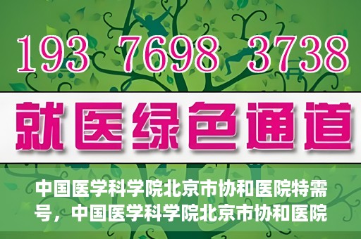 中国医学科学院北京市协和医院特需号，中国医学科学院北京市协和医院特需号详解，权威医疗的尊享服务体验