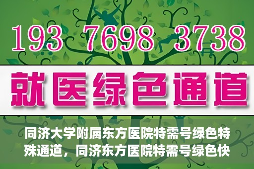 同济大学附属东方医院特需号绿色特殊通道，同济东方医院特需号绿色快捷通道揭秘