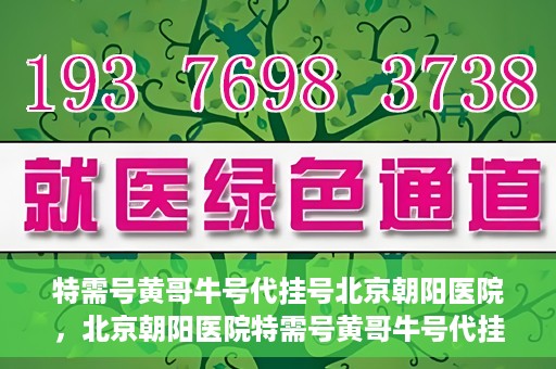 特需号黄哥牛号代挂号北京朝阳医院，北京朝阳医院特需号黄哥牛号代挂号服务解析