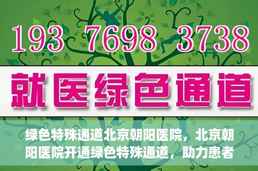 绿色特殊通道北京朝阳医院，北京朝阳医院开通绿色特殊通道，助力患者快速就医
