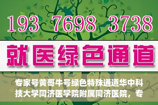 专家号黄哥牛号绿色特殊通道华中科技大学同济医学院附属同济医院，专家解读绿色特殊通道，华中科技大学同济医学院附属同济医院的探索与实践