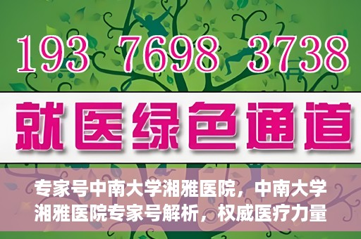 专家号中南大学湘雅医院，中南大学湘雅医院专家号解析，权威医疗力量的深度解读