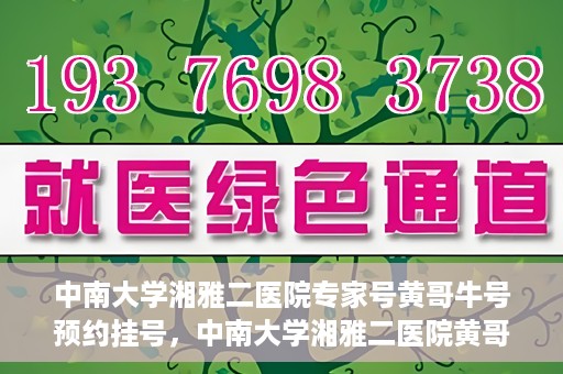中南大学湘雅二医院专家号黄哥牛号预约挂号，中南大学湘雅二医院黄哥牛专家号预约挂号攻略
