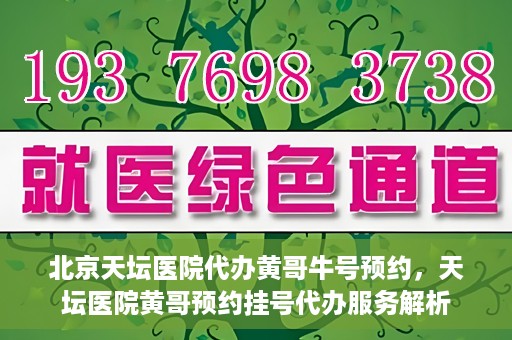 北京天坛医院代办黄哥牛号预约，天坛医院黄哥预约挂号代办服务解析