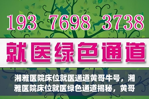 湘雅医院床位就医通道黄哥牛号，湘雅医院床位就医绿色通道揭秘，黄哥牛号领航就医新航道
