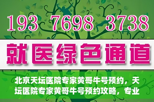 北京天坛医院专家黄哥牛号预约，天坛医院专家黄哥牛号预约攻略，专业医疗资源的便捷通道