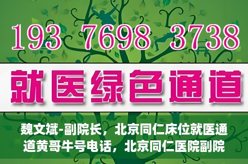 魏文斌-副院长，北京同仁床位就医通道黄哥牛号电话，北京同仁医院副院长魏文斌揭秘床位就医通道，黄哥牛号联系电话解读