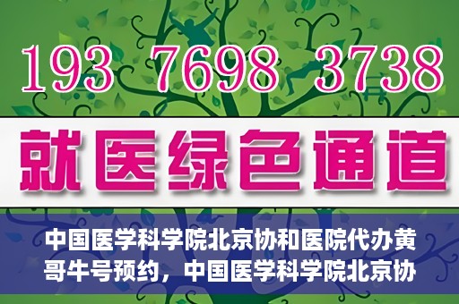 中国医学科学院北京协和医院代办黄哥牛号预约，中国医学科学院北京协和医院黄哥预约挂号代办服务解析