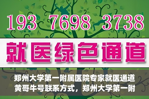 郑州大学第一附属医院专家就医通道黄哥牛号联系方式，郑州大学第一附属医院专家就医通道，黄哥牛号联系方式全解析