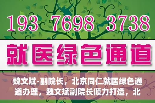 魏文斌-副院长，北京同仁就医绿色通道办理，魏文斌副院长倾力打造，北京同仁就医绿色通道办理新策略