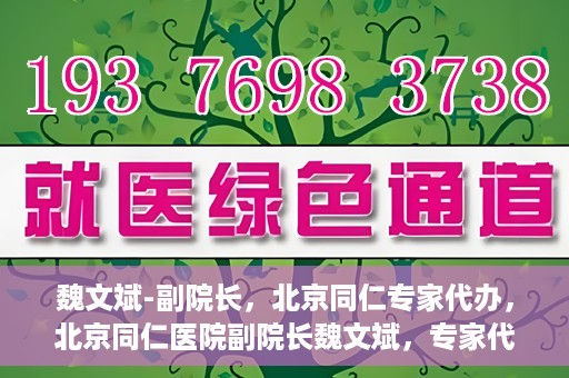 魏文斌-副院长，北京同仁专家代办，北京同仁医院副院长魏文斌，专家代办背后的故事