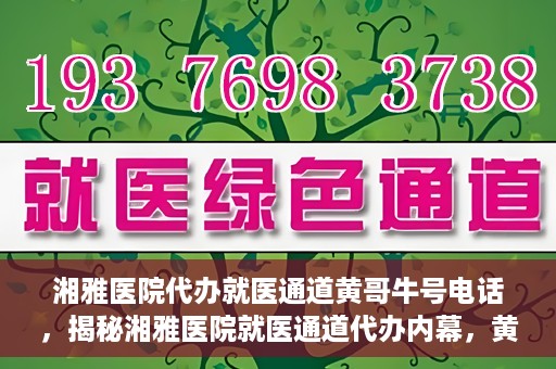 湘雅医院代办就医通道黄哥牛号电话，揭秘湘雅医院就医通道代办内幕，黄哥牛号电话背后的故事
