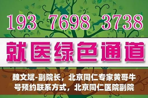 魏文斌-副院长，北京同仁专家黄哥牛号预约联系方式，北京同仁医院副院长魏文斌，专家黄哥牛号预约联系方式揭秘