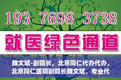 魏文斌-副院长，北京同仁代办代办，北京同仁医院副院长魏文斌，专业代办代办领域的探索与实践