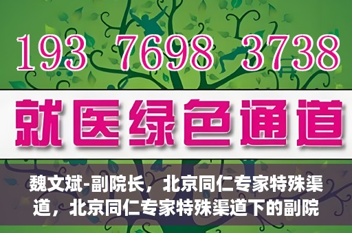 魏文斌-副院长，北京同仁专家特殊渠道，北京同仁专家特殊渠道下的副院长魏文斌专访报道