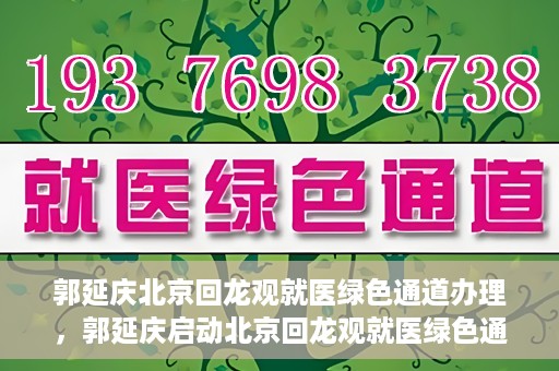 郭延庆北京回龙观就医绿色通道办理，郭延庆启动北京回龙观就医绿色通道，便捷患者就医新路径