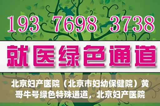 北京妇产医院（北京市妇幼保健院）黄哥牛号绿色特殊通道，北京妇产医院（北京市妇幼保健院）黄哥牛号绿色特殊通道，关爱母婴健康的新路径