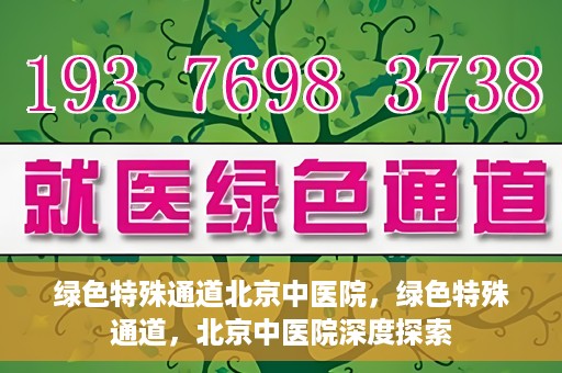 绿色特殊通道北京中医院，绿色特殊通道，北京中医院深度探索