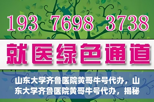 山东大学齐鲁医院黄哥牛号代办，山东大学齐鲁医院黄哥牛号代办，揭秘背后的故事与真相