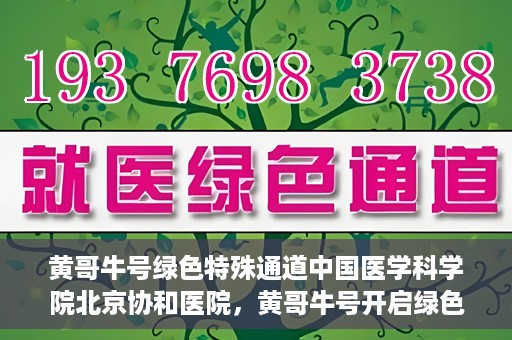 黄哥牛号绿色特殊通道中国医学科学院北京协和医院，黄哥牛号开启绿色特殊通道，北京协和医院助力健康中国行