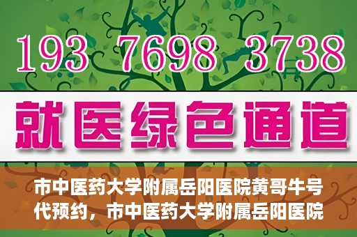 市中医药大学附属岳阳医院黄哥牛号代预约，市中医药大学附属岳阳医院黄哥牛号预约服务启动