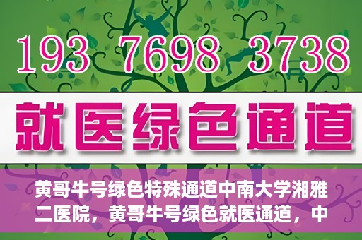 黄哥牛号绿色特殊通道中南大学湘雅二医院，黄哥牛号绿色就医通道，中南大学湘雅二医院特色服务揭秘