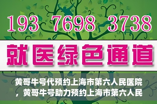黄哥牛号代预约上海市第六人民医院，黄哥牛号助力预约上海市第六人民医院服务