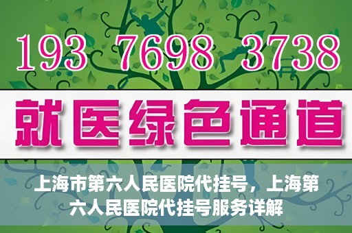 上海市第六人民医院代挂号，上海第六人民医院代挂号服务详解