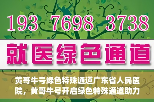 黄哥牛号绿色特殊通道广东省人民医院，黄哥牛号开启绿色特殊通道助力广东省人民医院服务升级