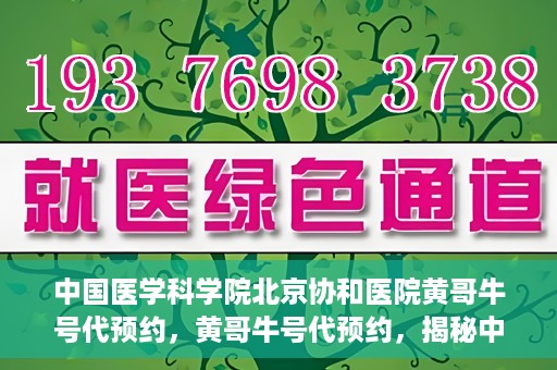 中国医学科学院北京协和医院黄哥牛号代预约，黄哥牛号代预约，揭秘中国医学科学院北京协和医院挂号秘籍