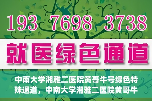中南大学湘雅二医院黄哥牛号绿色特殊通道，中南大学湘雅二医院黄哥牛号绿色就医特殊通道解析