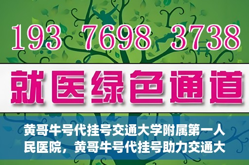 黄哥牛号代挂号交通大学附属第一人民医院，黄哥牛号代挂号助力交通大学附属第一人民医院就医无忧