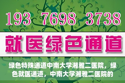 绿色特殊通道中南大学湘雅二医院，绿色就医通道，中南大学湘雅二医院的独特实践