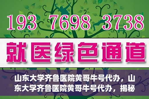 山东大学齐鲁医院黄哥牛号代办，山东大学齐鲁医院黄哥牛号代办，揭秘背后的故事与真相