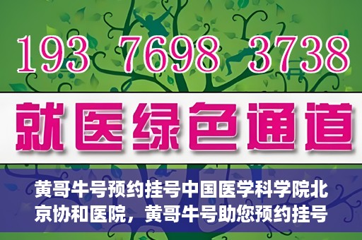黄哥牛号预约挂号中国医学科学院北京协和医院，黄哥牛号助您预约挂号，协和医学权威等你体验