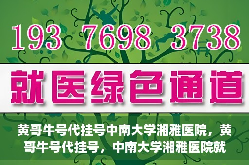 黄哥牛号代挂号中南大学湘雅医院，黄哥牛号代挂号，中南大学湘雅医院就医攻略