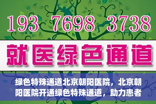 绿色特殊通道北京朝阳医院，北京朝阳医院开通绿色特殊通道，助力患者快速就医