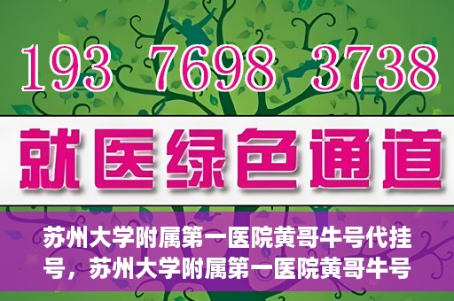 苏州大学附属第一医院黄哥牛号代挂号，苏州大学附属第一医院黄哥牛号代挂号服务解析