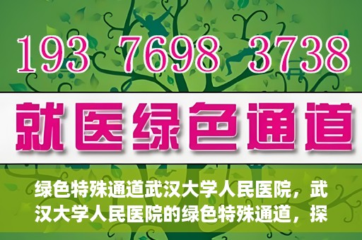 绿色特殊通道武汉大学人民医院，武汉大学人民医院的绿色特殊通道，探索与实践
